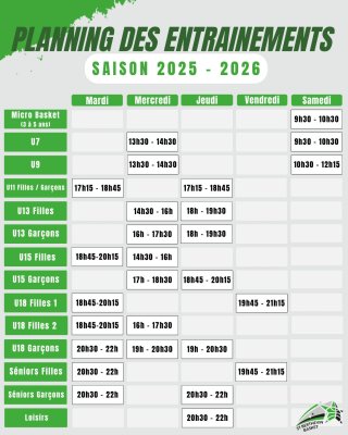 Planning d'entrainement